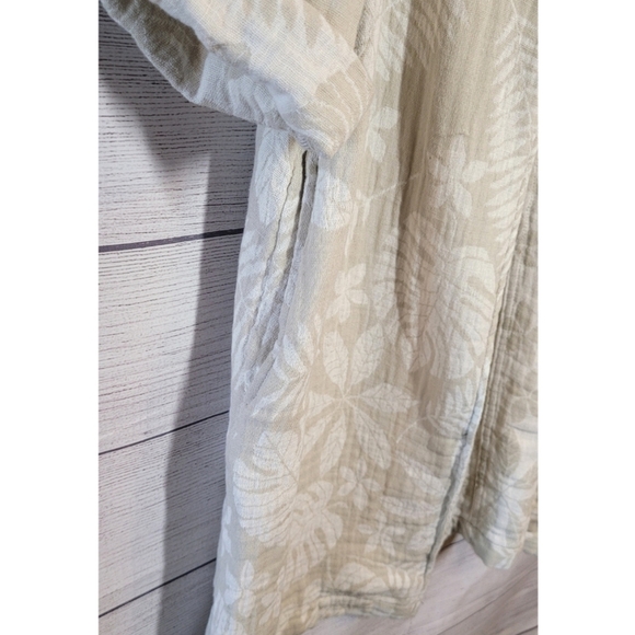 Tahari Womens Cardigan Sweater Size M Linen Blend Beige Cream Open Front Floral - Picture 4 of 12